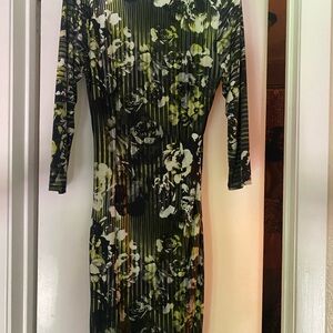 Cache Green and Black Long Sleeve Bodycon Dress